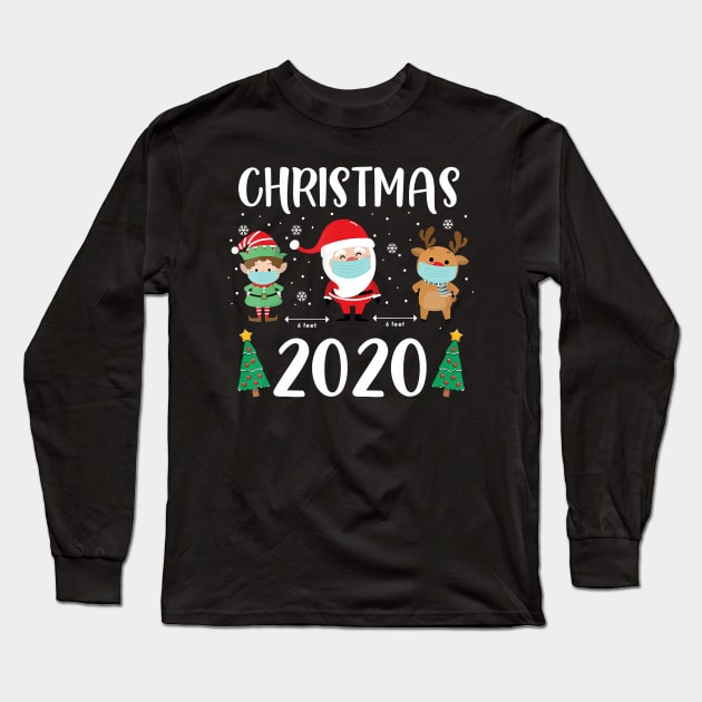 Santa Wearing Mask Elf Reindeer Quarantine Christmas 2020 Family Group Long Sleeve T-Shirt by taluswink